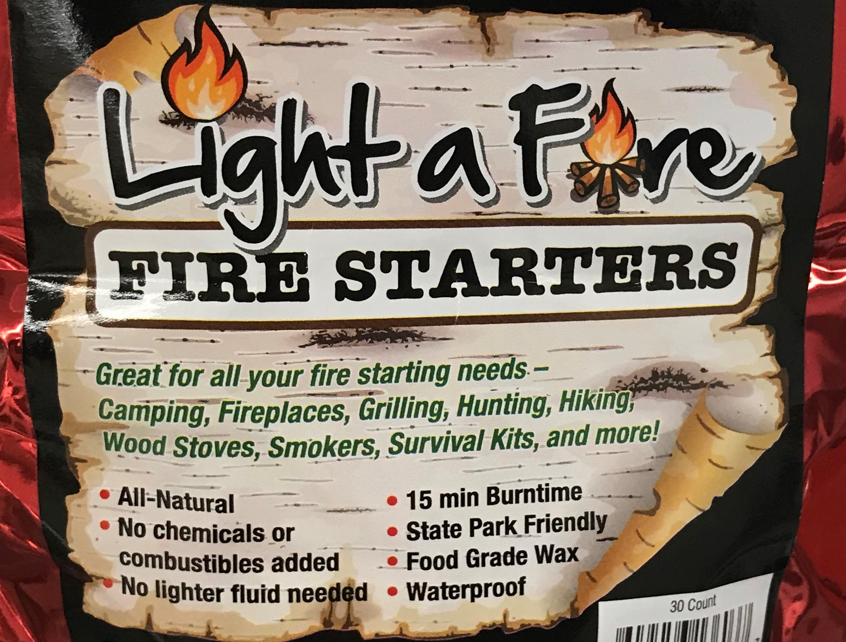 Light A Fire Fire Starters 30 count bag Smokin' Deal BBQ