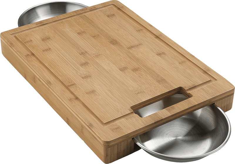 Napoleon Cutting Board 18.5" x 13.25" with Stainless Steel Bowls